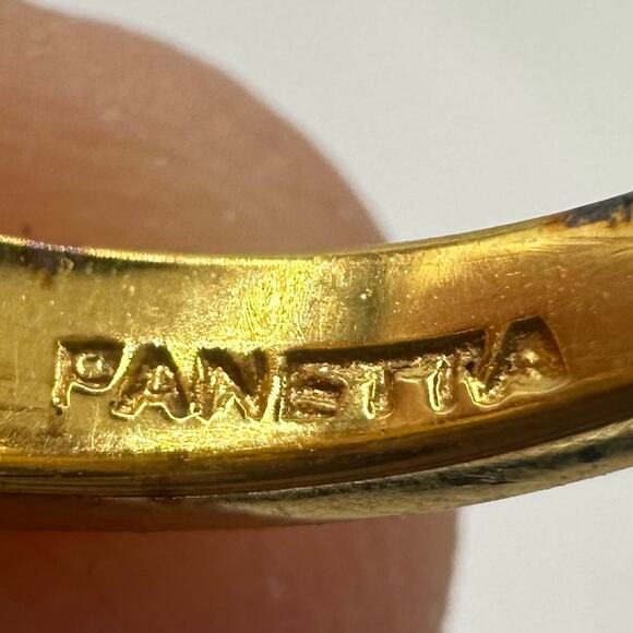 Panetta vintage sterling silver gold vermeil rhinestones modernist ring 6.5 - Picture 9 of 10